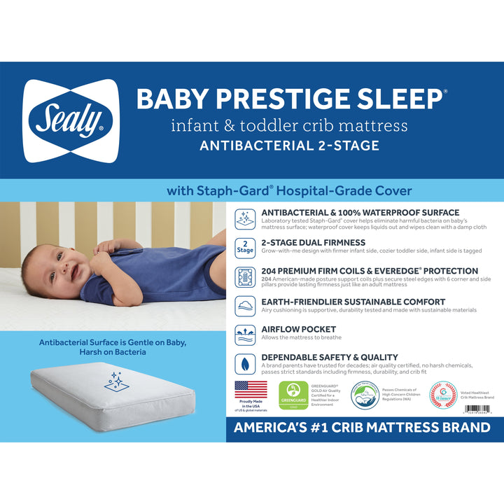 Baby Prestige Sleep Ultra-Premium 2-Stage Antibacterial, 204 Coil, Baby Crib & Toddler Mattress