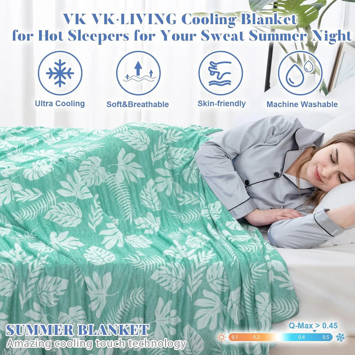 Cooling Blanket for Hot Sleepers 50"X 70" Breathable Summer Blankets Q-Max>0.5 Arc-Chill Cooling Thin Blankets for Night Sweats, Lightweight Double Sides Cooling Blankets