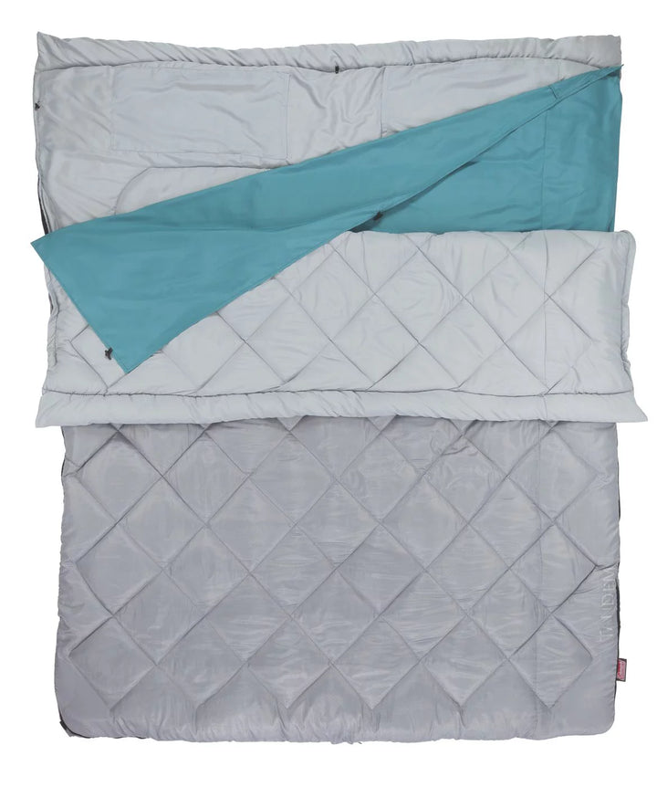 Tandem (2-Person) 45-Degree Warm Weather Rectangular Adult Sleeping Bag, Gray, 66"X81"