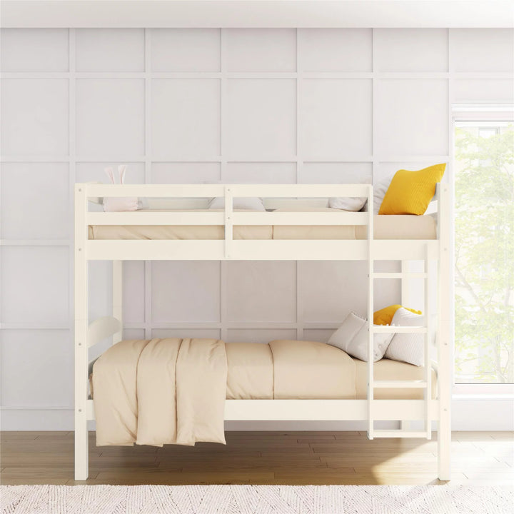 Leighton Solid Wood Twin-Over-Twin Convertible Bunk Bed, White