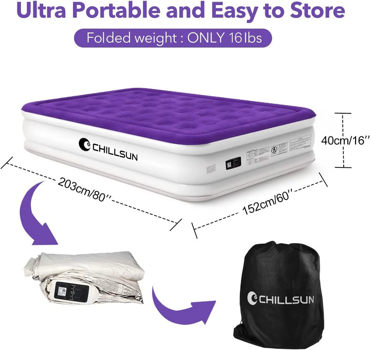 Air Mattress Queen Size Inflatable Airbed with Built-In Pump for Guest Home Camping Travel