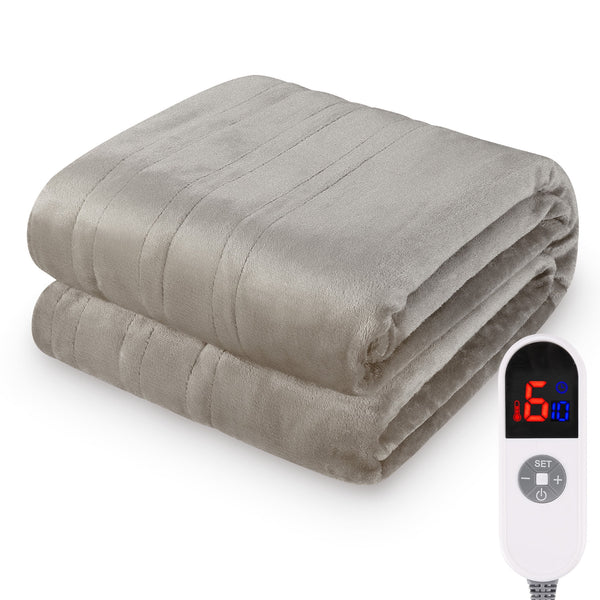 Electric Blanket 72" X 84" Full Size Heated Blanket, Fast Heating, 6 Heating Levels, 10 Hours Timer, Linen