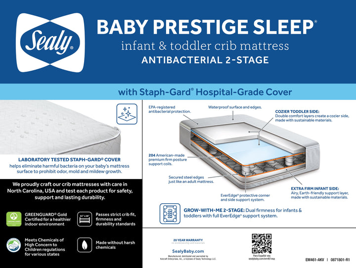 Baby Prestige Sleep Ultra-Premium 2-Stage Antibacterial, 204 Coil, Baby Crib & Toddler Mattress