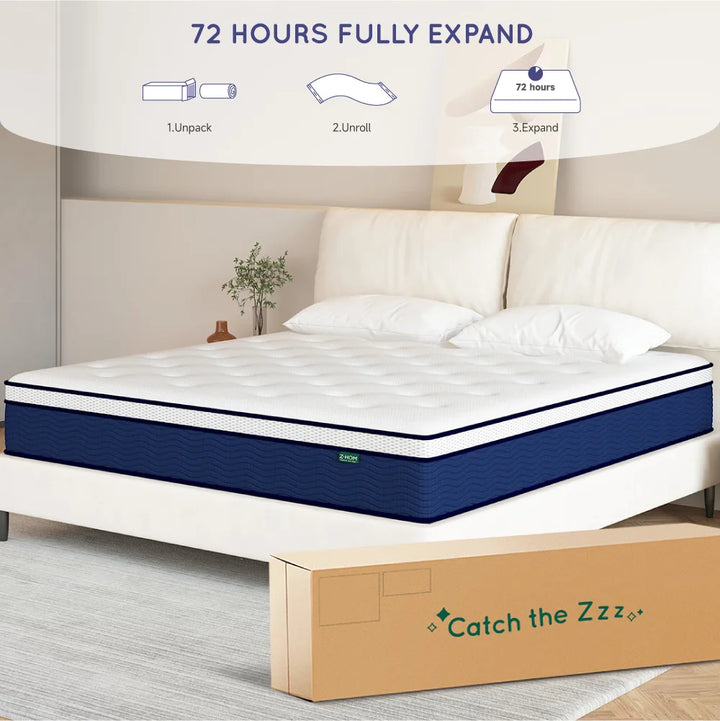 Twin Size Gel Memory Foam Mattress in a Box,12 Inch Hybrid Mattress Cooling Medium Firm Bed with Individually Pocket Coils Innerspring,