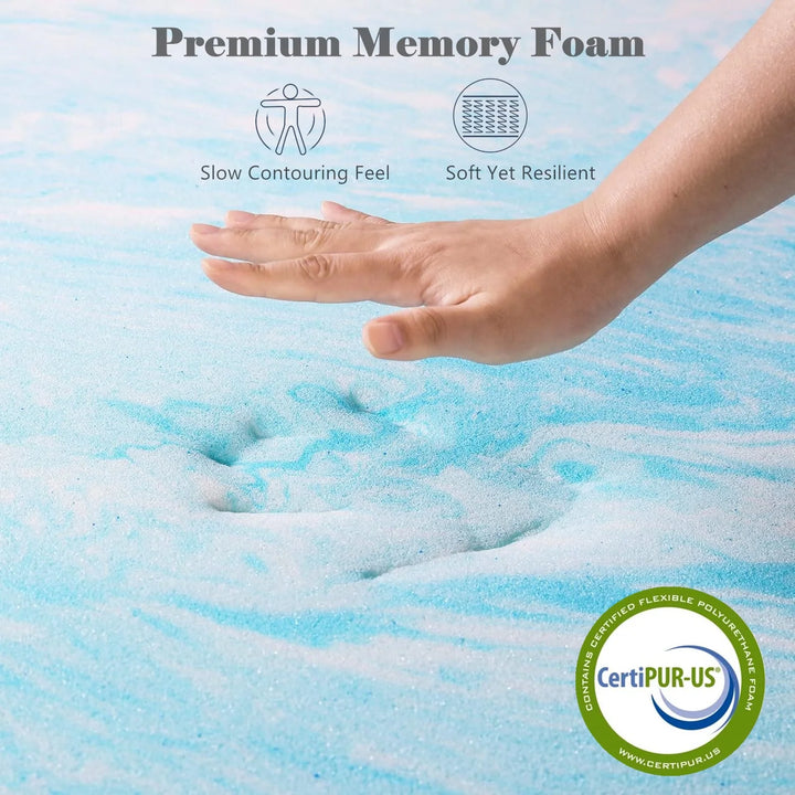 2 Inch Queen Size Mattress Topper, Cooling Gel Memory Foam Bed Topper for Pressure Relief