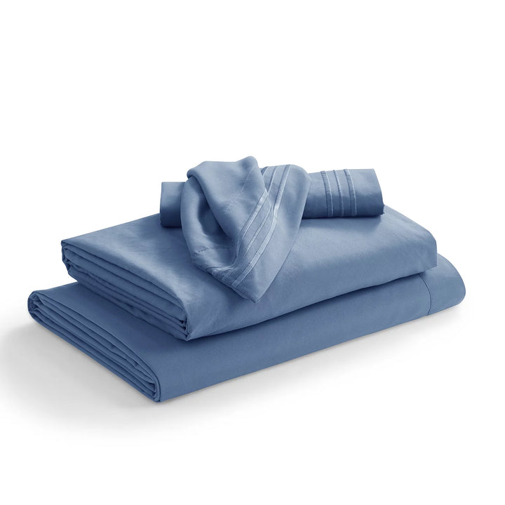 Bed Sheets Set, 1800 Series Deep Pocket 4 Piece Bed Sheet Set, Microfiber - Twin, Blue Heaven