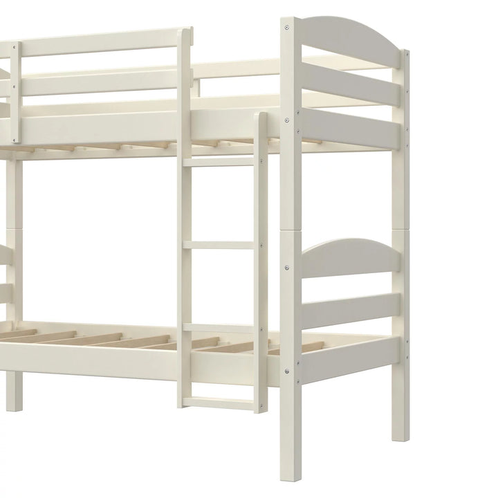 Leighton Solid Wood Twin-Over-Twin Convertible Bunk Bed, White