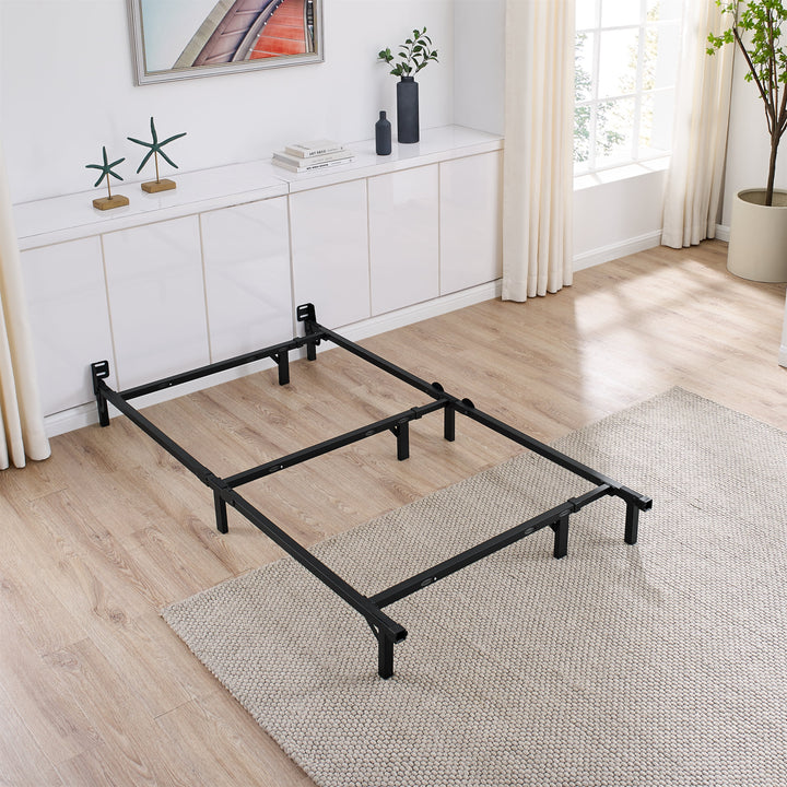 7" Adjustable Metal Bed Frame, Black, Adjusts Twin - Queen, Box Spring Required