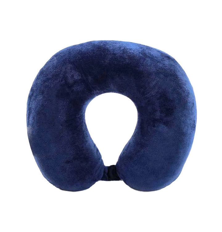 Memory Foam Neck Pillow, 100% Polyester Fleece Knit, Navy, One Size