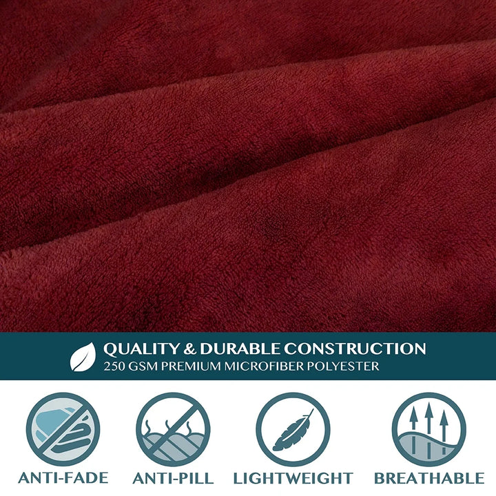 Premium Fleece Blanket with Sleeves for Women Men Adult, Wearable Blanket Warm Cozy, Super Soft Sleeved Throw with Arm, Gift for Women Mom Wife (Wine Red, Kangaroo Pocket)