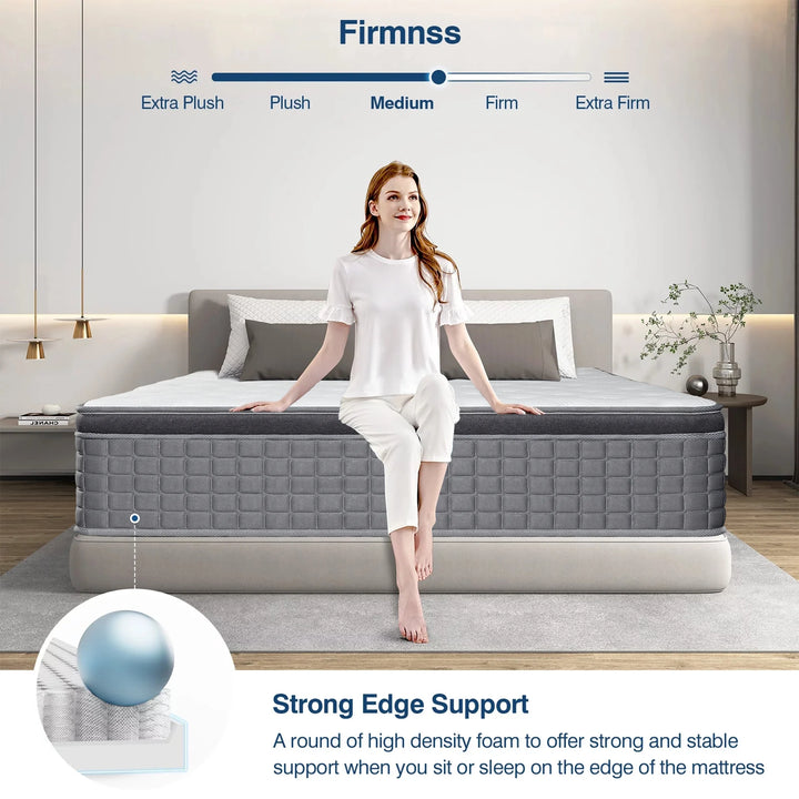 14 Inch Twin Mattress in a Box, Gel Memory Foam and Pocket Spring Hybrid Mattress