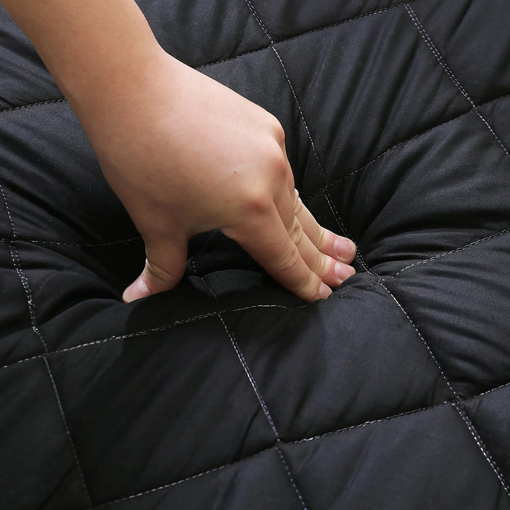 Japanese Floor Futon Mattress with Quilted Topper - Full Size, Black