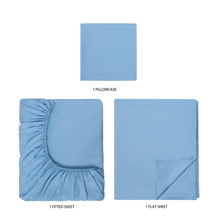 Basics Value Recycled Microfiber Bed Sheet Set, Twin, Blue, 3 Piece