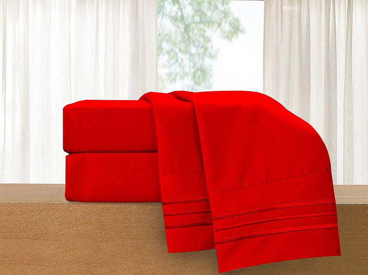 Breathable & Cooling Sheets - Hotel Luxury Bed Sheets - Extra Soft - Deep Pockets - Easy Fit - 4 Piece Set - California King Red