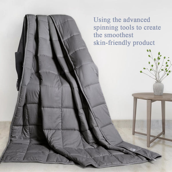 15 Lbs Cotton Weighted Blanket for Adults 60 X 80 Inches, Queen King Size Throw Blanket, Gray