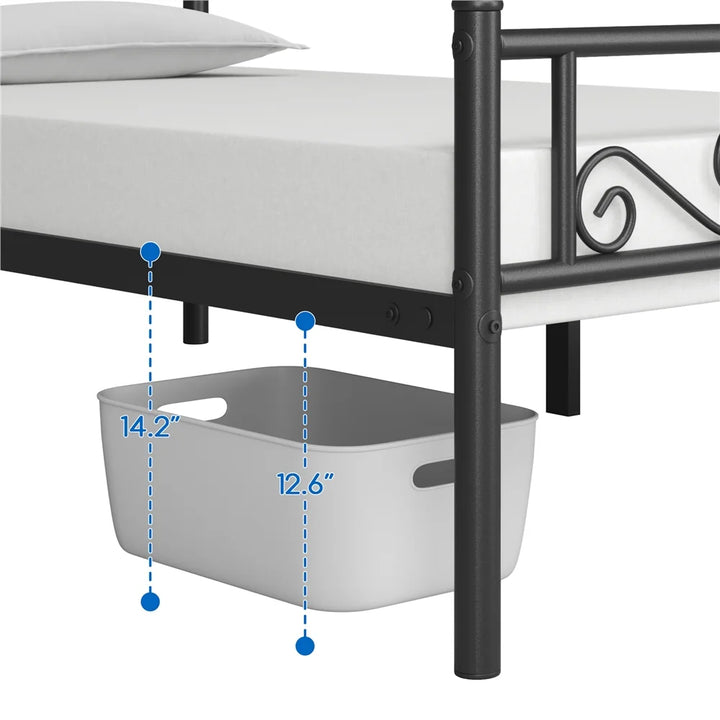 Jocelyn Modern Scroll Metal Platform Twin Bed, Black