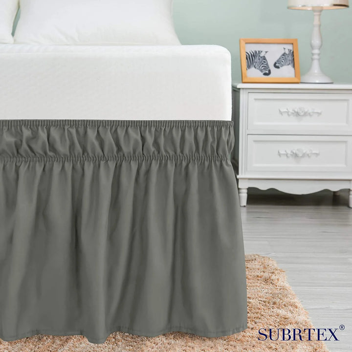 Easy Fit Dust Ruffle, Wrap around Bed Skirts with Long Tailored Drop(Twin, Light Gray)