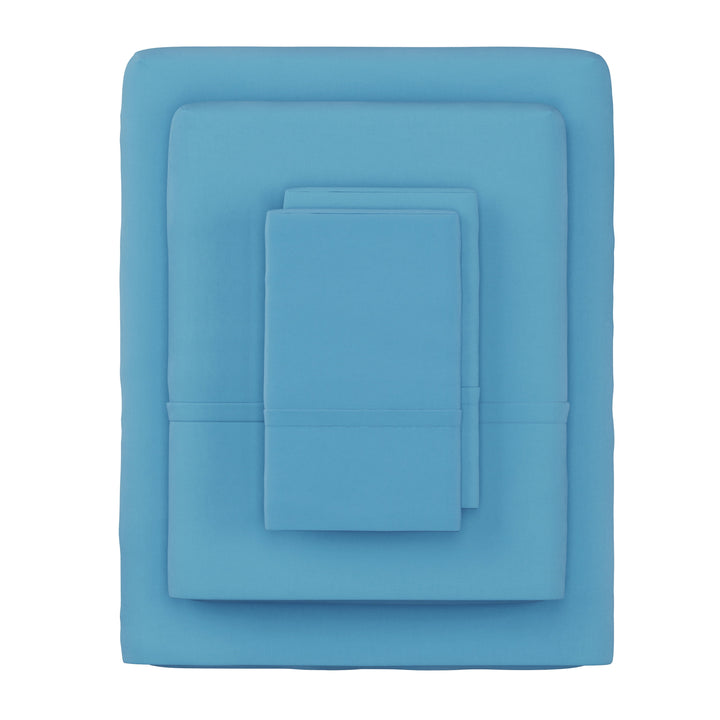 4-Piece Microfiber Queen Sheet Set, Blue