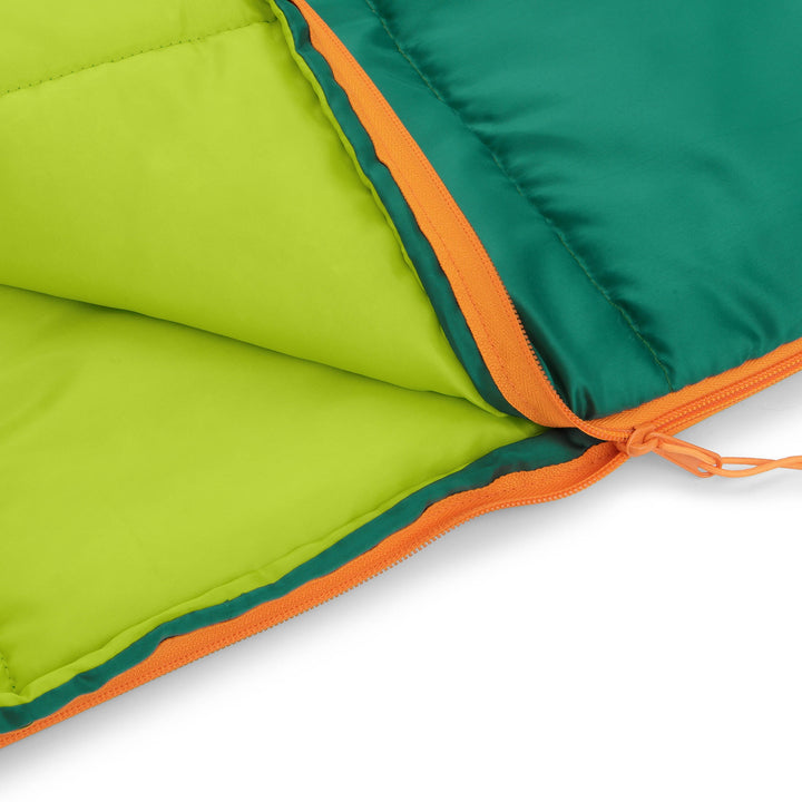 50F YOUTH WARM WEATHER RECTANGULAR SLEEPING BAG - Dark Green/Light Green