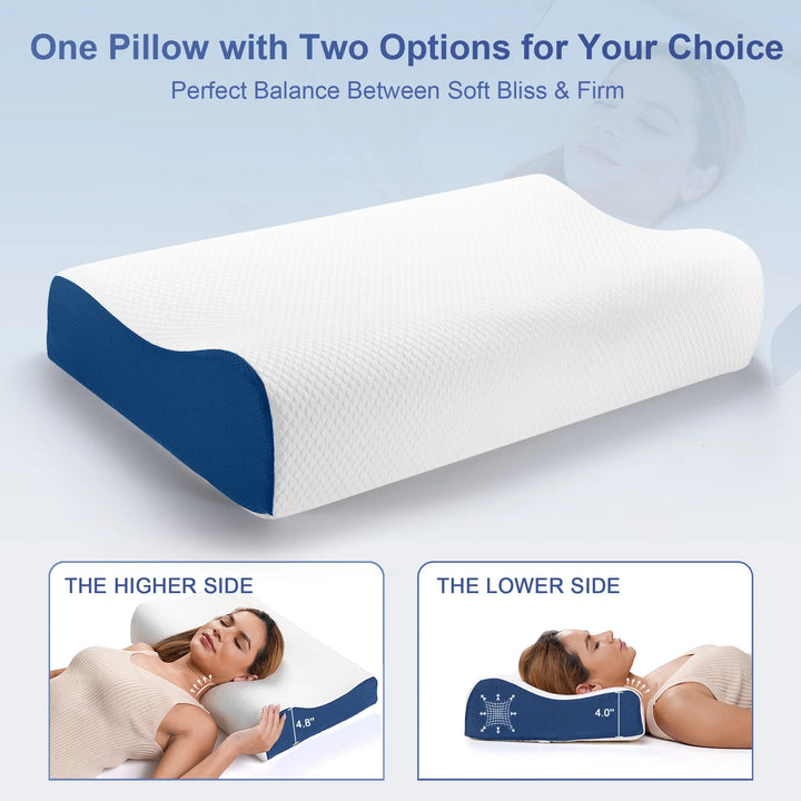 Cervical Pillow for Neck and Shoulder Pain Relief, Memory Foam Neck Support Pillow for Sleeping, Ergonomic Orthopedic Bed Pillow for Side Back Stomach Sleepers for Adults