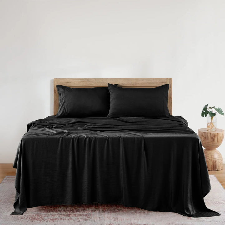 Lux Decor Collection Rayon from Bamboo Sheets King Size - 4 Piece Cooling Bed Sheets Set, Black