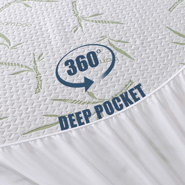 Lux Decor Collection Twin Waterproof Mattress Protector - up to 16" Fitted Deep Pocket Mattress Cover - Breathable & Comfortable Cooling Protector 100% Waterproof Twin Mattress Pad Cover