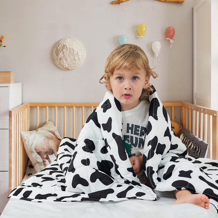 Weighted Blanket for Kids (40"X60", 7Lbs) Cooling Weighted Lap Blanket, Weighted Throw Blanket，Cow