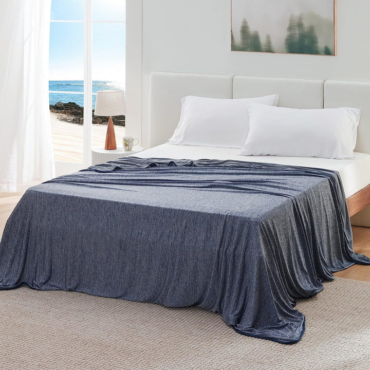 Breescape Cooling Blanket Throw Xl-Indigo Summer Breathable Blanket with Rayon Derived from Bamboo