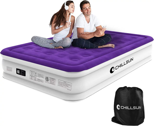 Air Mattress Queen Size Inflatable Airbed with Built-In Pump for Guest Home Camping Travel