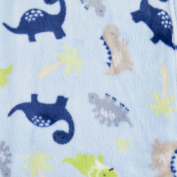 Blue Dinosaurs Plush Baby Blanket, 30" X 36", Infant Boy