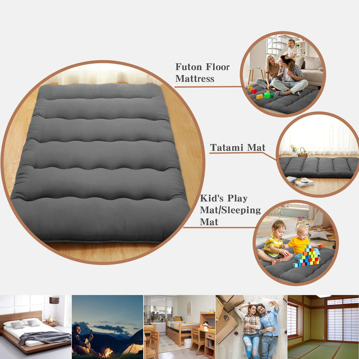 Floor Mattress Futon Mattress, 3" Thicken Roll up Daybed Futon, Portable & Foldable Tatami Mat for Sofa Lounger, Camping, Dormitory, Yoga Sleep Nap Meditation