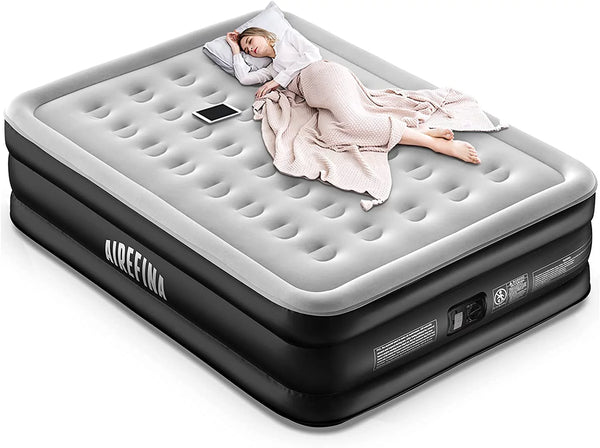 Queen Air Mattress with Built-In Electric Pump, Self-Inflation/Deflation in 3 Mins