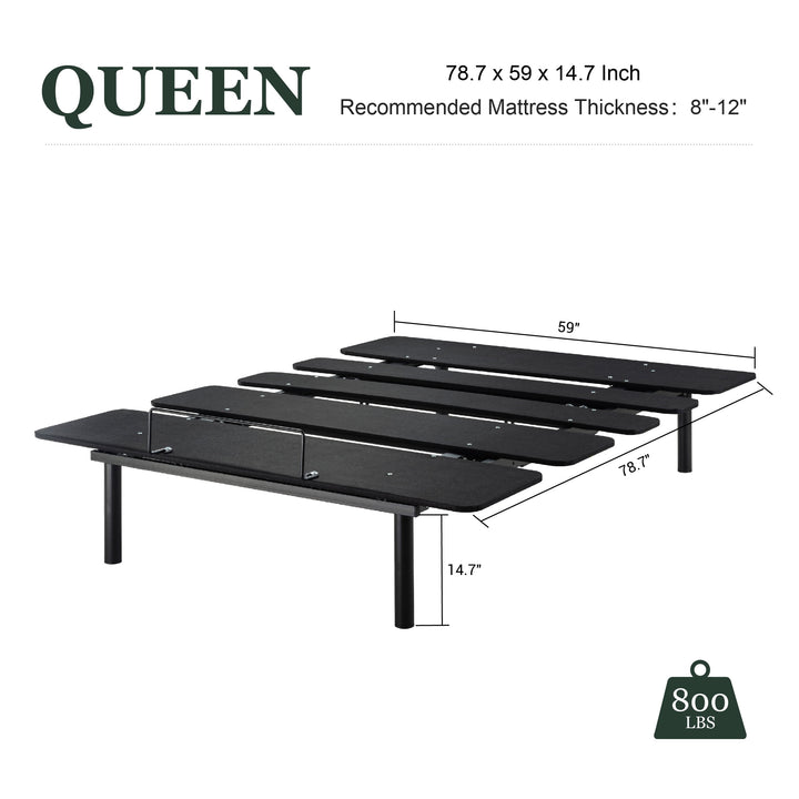 Queen Size Adjustable Bed Base Frame with Independent Head and Foot Incline, Wireless Remote Control with Quiet Motor