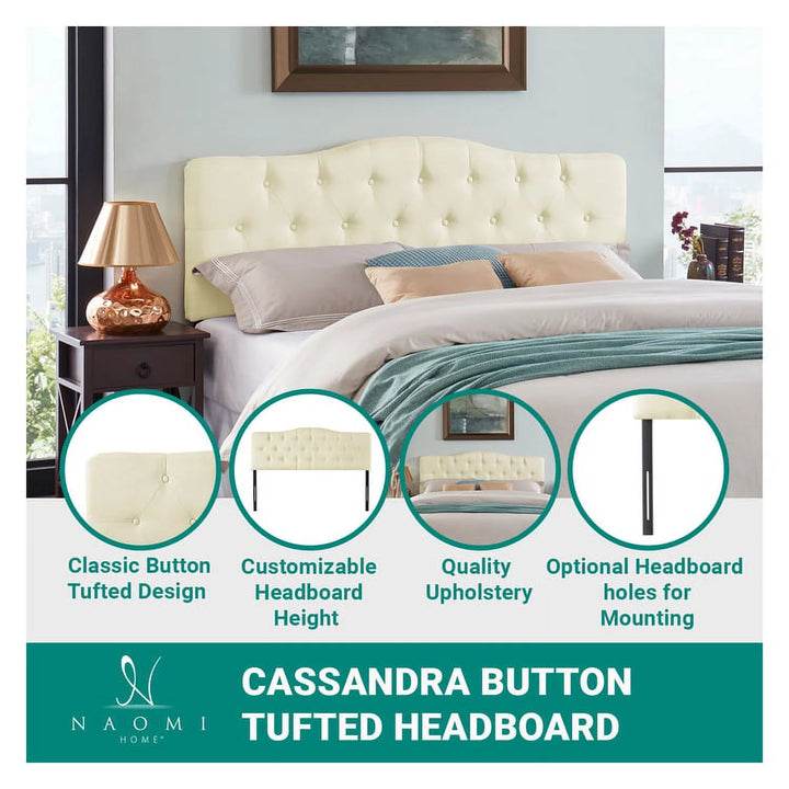 Cassandra Headboards for Queen Size Bed, Upholstered Button Tufted Bed Headboard, 12 Adjustable Positions Queen Headboard Only, Wall Mounted Headboard, Bed Backboard Linen Fabric Head Board –White