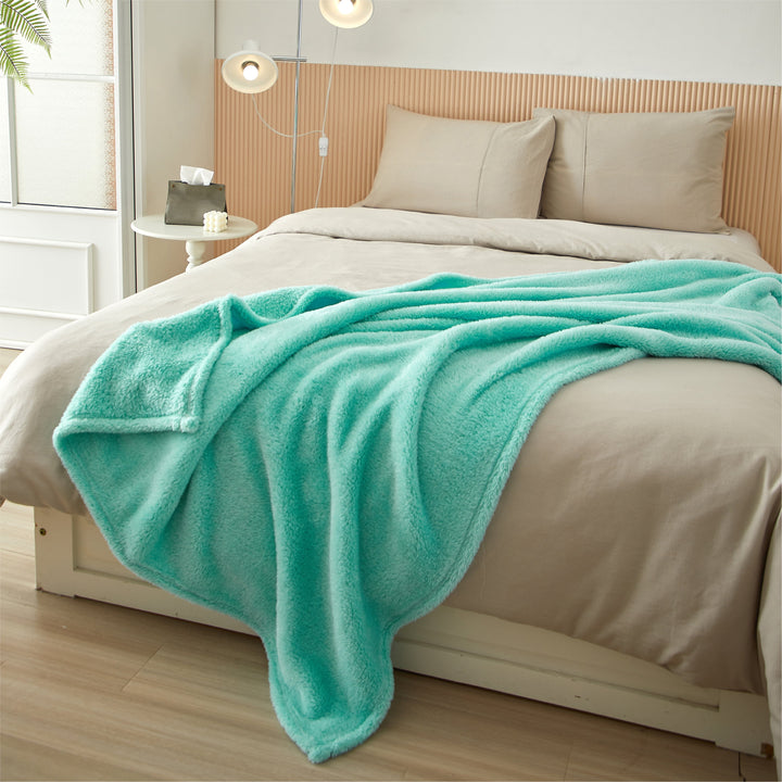 Soft, Teal, Oversized, Fuzzy Throw Blanket for Kids, 72 X 50 Inches