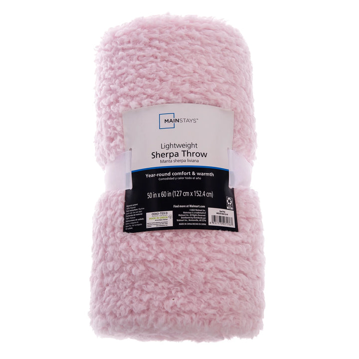 Sherpa Throw Blanket, 50" X 60", Light Pink