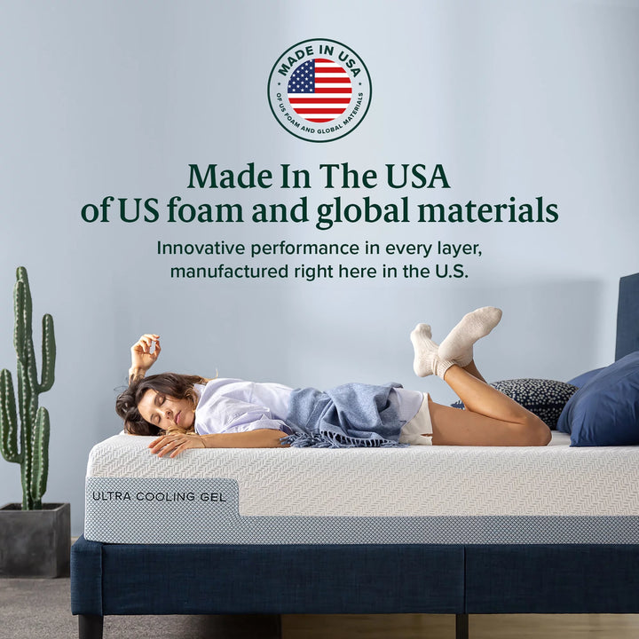 10" Ultra Cooling Gel Memory Foam Mattress, Made of US Foam and Global Materials, Twin