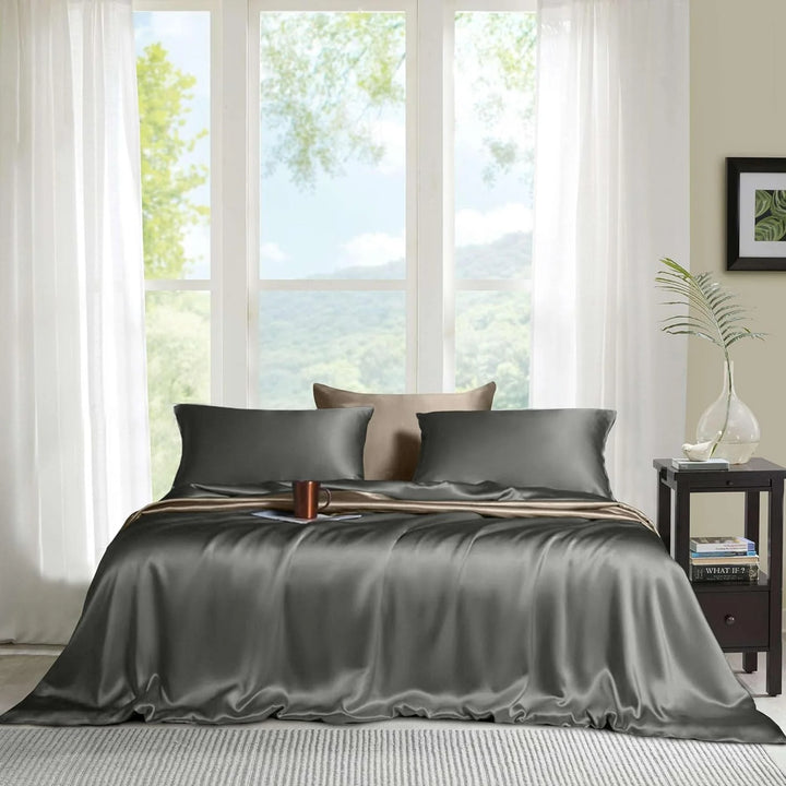 Bamboo Sheets Full Bed Sheet Set, 100% Bamboo Viscose, Luxuriously Soft ,Cooling for Hot Sleepers, Silky Breathable,16 Inch Deep Pockets -4 Pc Set (Full, Charcoal Grey)