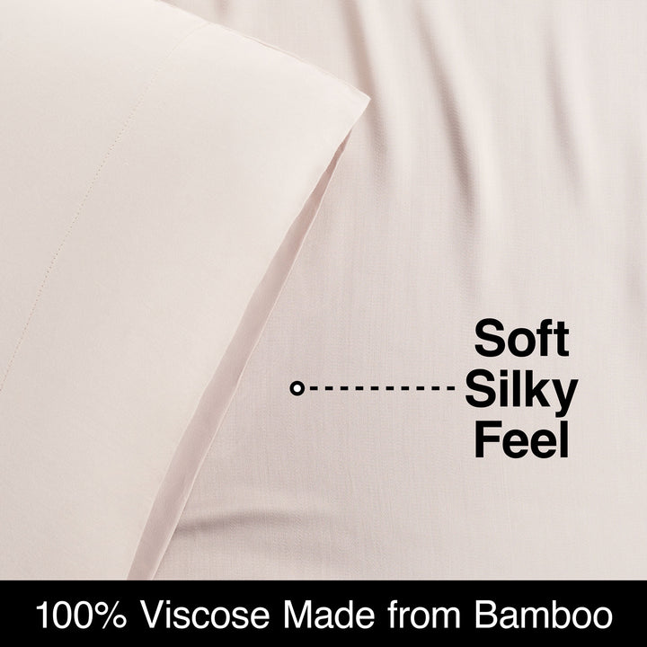 Soft & Silky 4-Piece Cream Glaze Viscose from Bamboo Sateen Bed Sheet Set, King