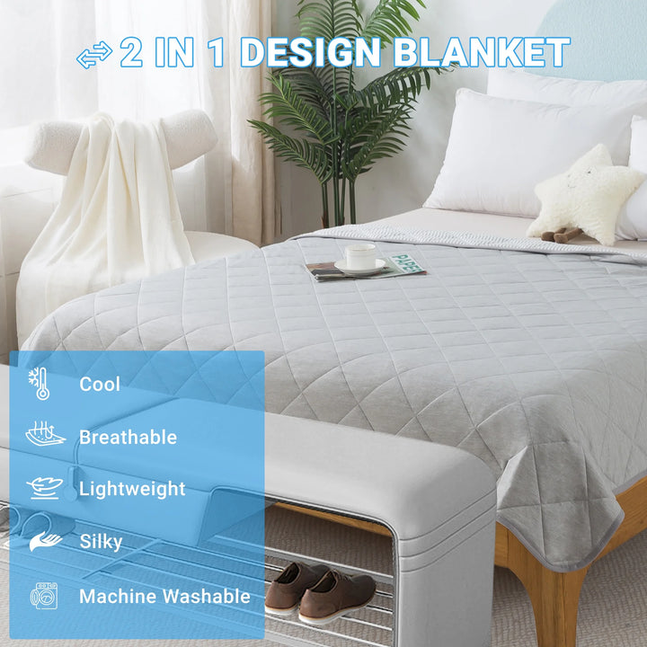 Cooling Throws Blankets, Ice Blanket for All-Season, Ultra-Cool Lightweight Blanket for Bed, Gray