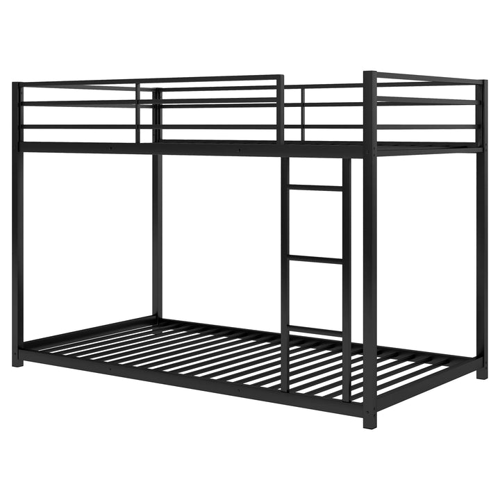 Bunk Bed, Twin over Twin Metal Bunk Bed, Low Bunk Bed Whit Safety Full-Length Guardrail, and Ladder, No Box Spring Needed, Suitable for Girls Boys Toddlers, Bunk Bed Frame Easy Assembly, Black