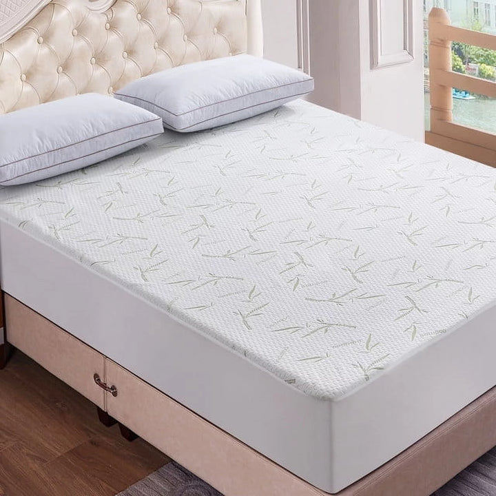 Bamboo from Rayon Mattress Protector Twin Size - Breathable Waterproof Mattress Cover - Fitted Cover with Cooling Fabric - Pillow Top Mattress Pad 16 Inches Deep Pocket