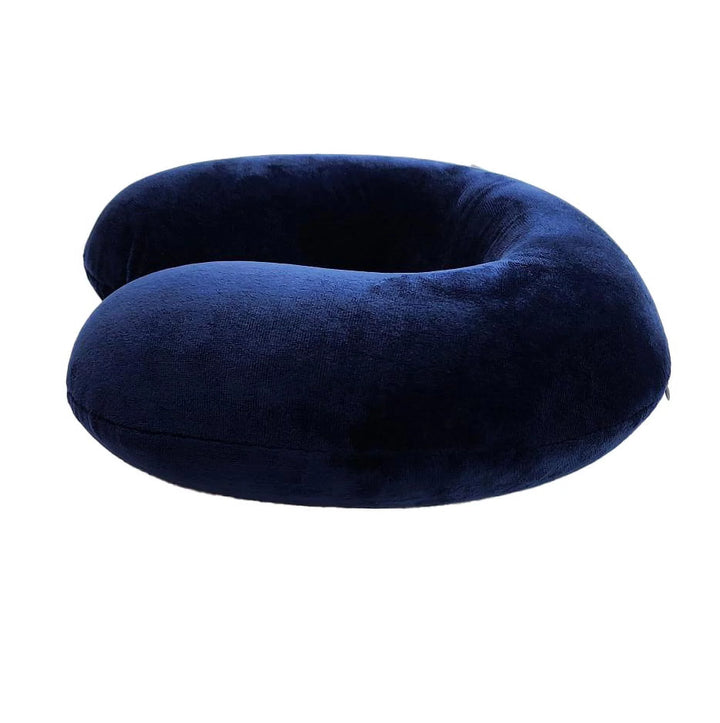 Memory Foam Neck Pillow, 100% Polyester Fleece Knit, Navy, One Size