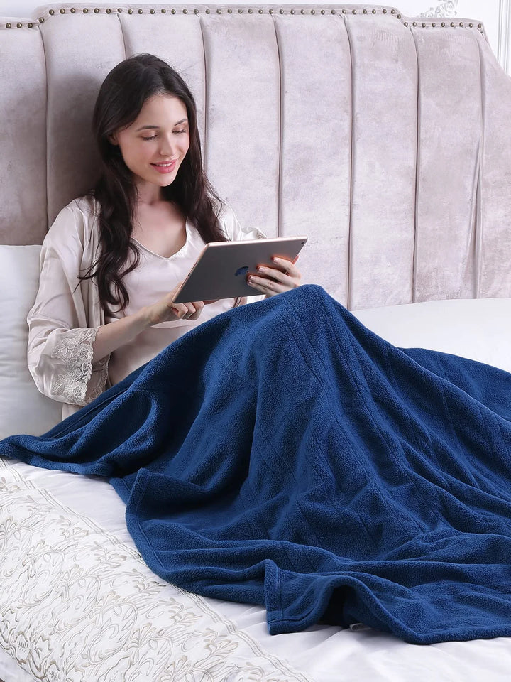 Electric Throw Blanket 50" X 60" with 4 Heat Settings & 3 Hours Auto-Off, ETL Certification, Machine Washable, Blue