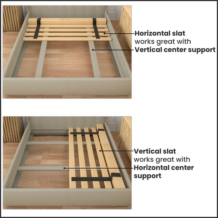 , 0.75” Horizontal Heavy Duty Mattress Support Wood Slats, Full