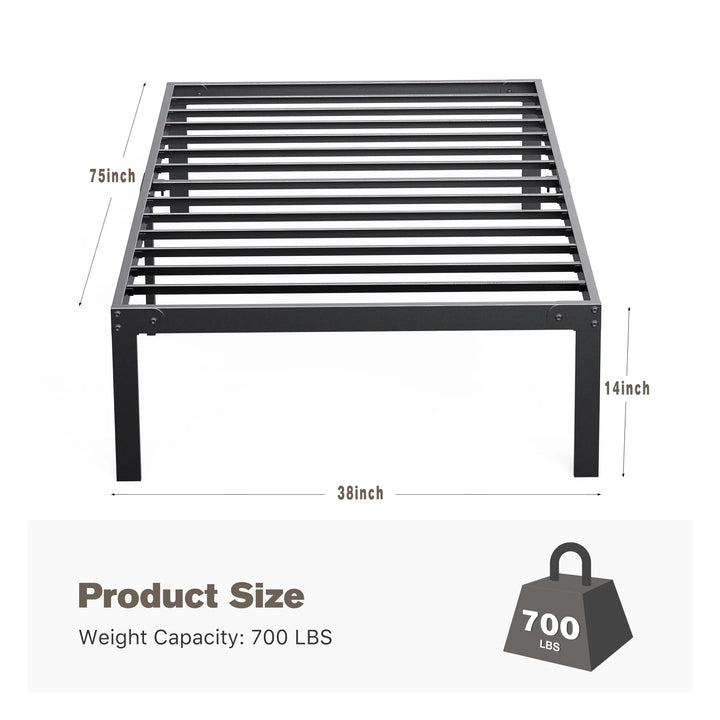 Heavy Duty Metal Twin Bed Frame with under Bed Storage - 14 Inches High, Sturdy Steel Slat Support, No Box Spring Required, Platform Bed Frame