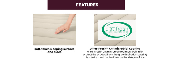 Maroon 20" Queen Air Mattress with Built-In Pump