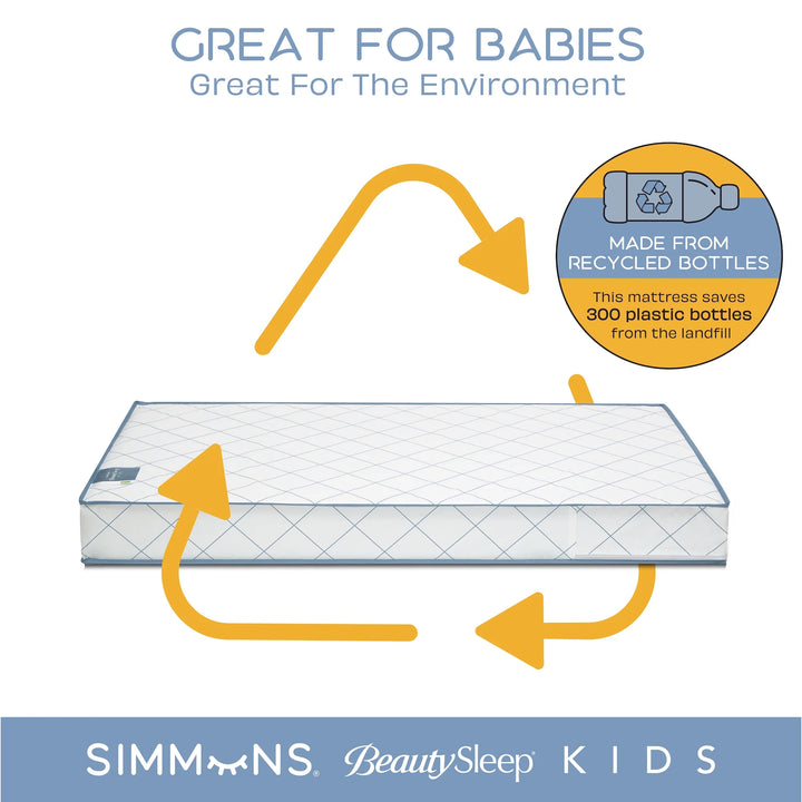 Radiant Diamond Crib and Toddler Mattress, Waterproof, Extra Firm, GREENGUARD Gold, Sustainably Sourced Fiber Core, White/Blue