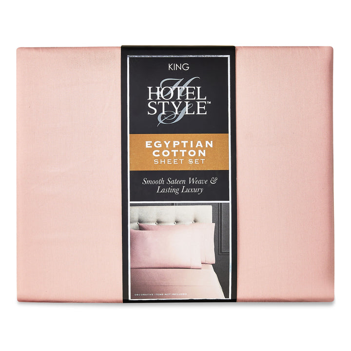 4-Piece 600 Thread Count Rose Egyptian Cotton Bed Sheet Set, King - Deep Pocket