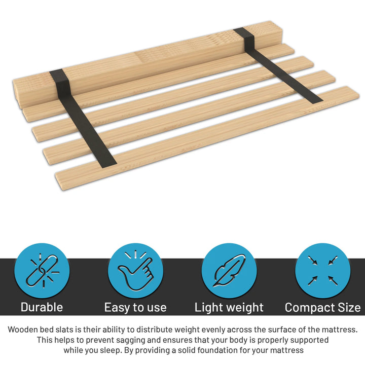 , 0.75” Horizontal Heavy Duty Mattress Support Wood Slats, Full